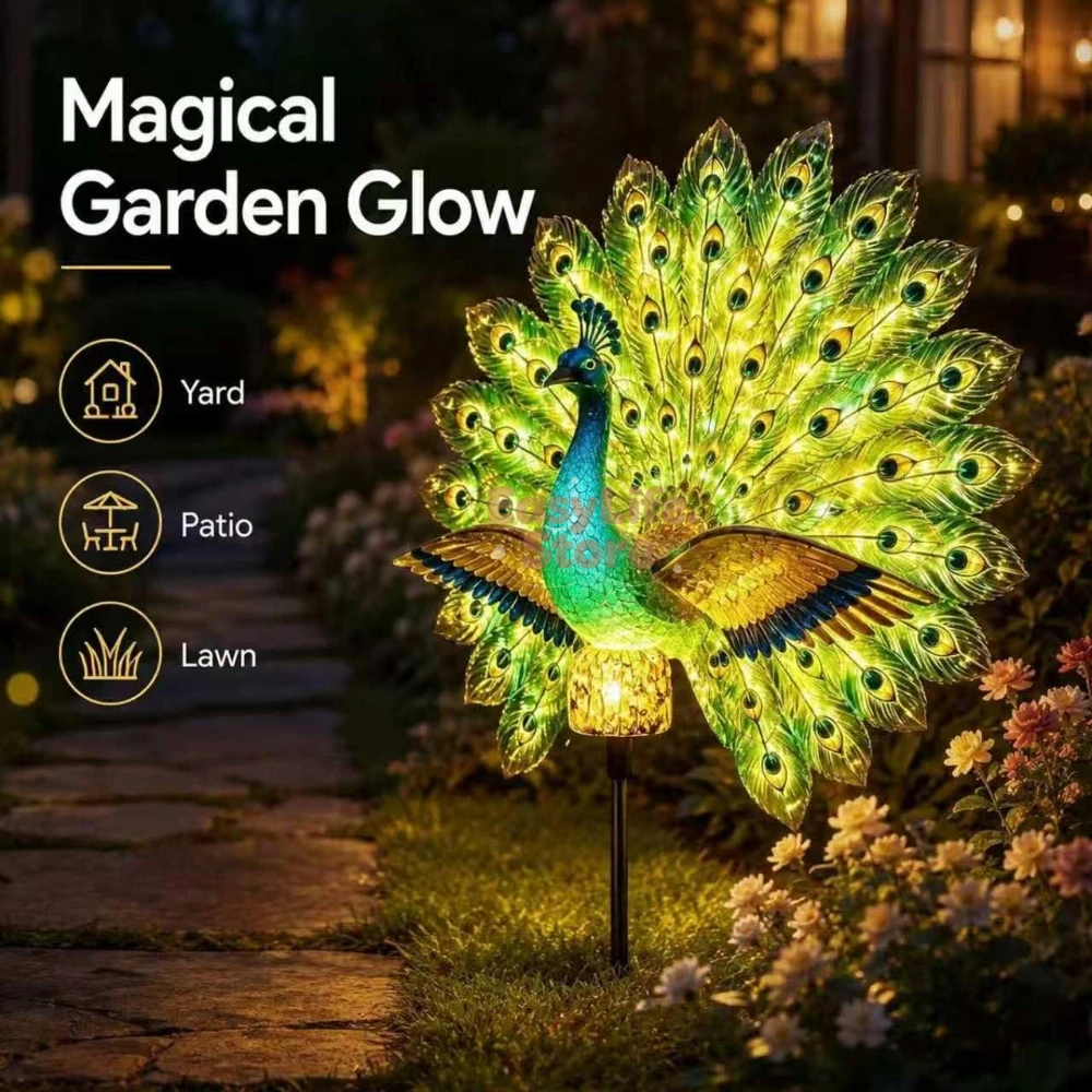 Outdoor Lighting Wire - Solar Peacock Garden Sculpture, Outdoor Decor