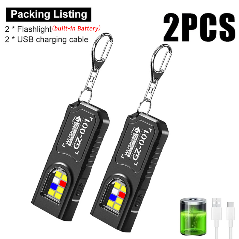 Outdoor Lighting Usb - Multifunctional Keychain Flashlight USB Rechargeable Mini