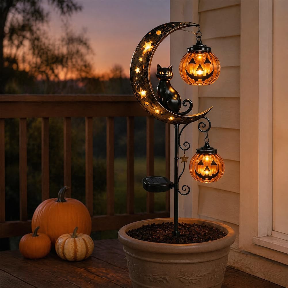 Solar Halloween Black Cat Pump - огляд і ціна Outdoor Lighting Yard Stakes