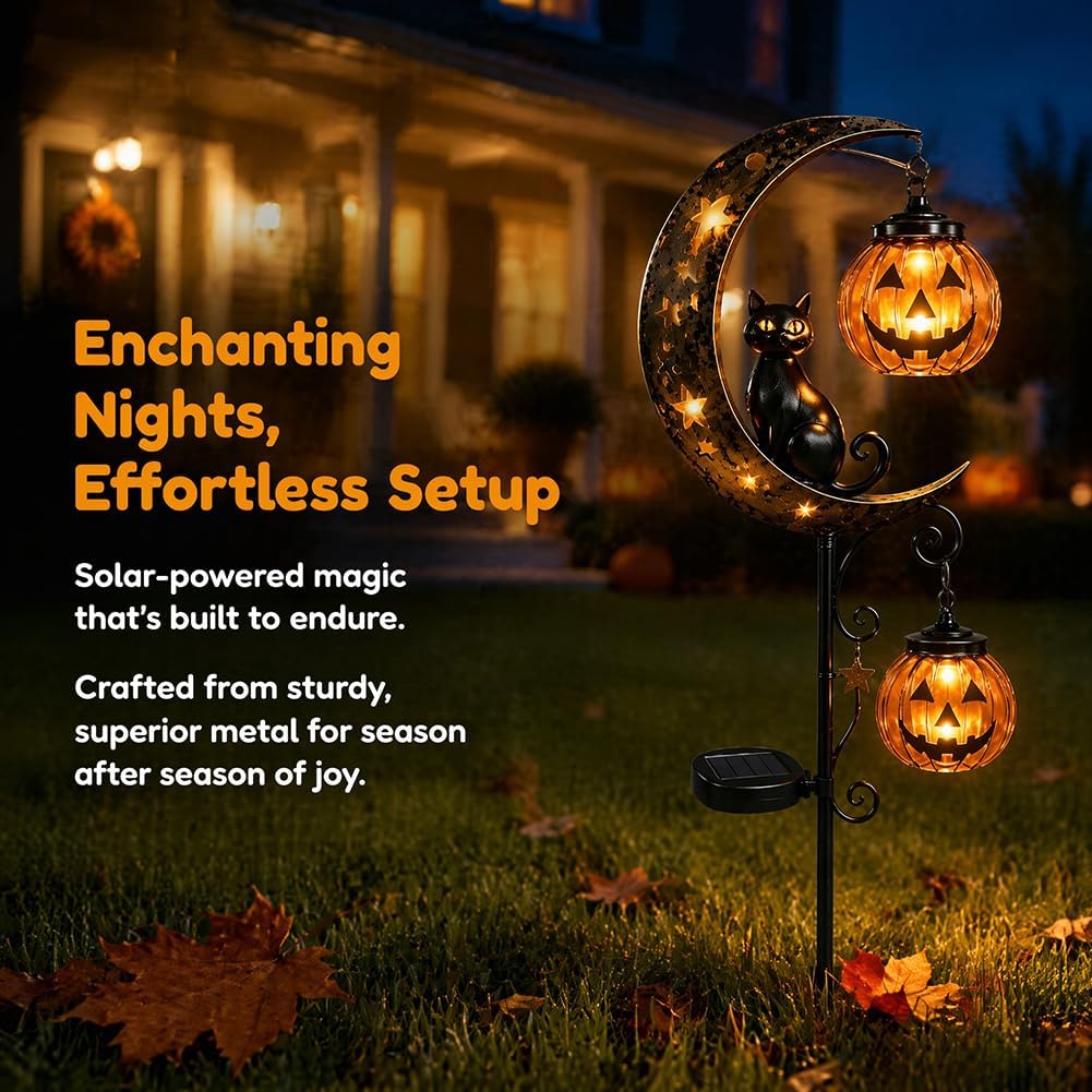 Solar Halloween Black Cat Pump - огляд і ціна Outdoor Lighting Yard Stakes