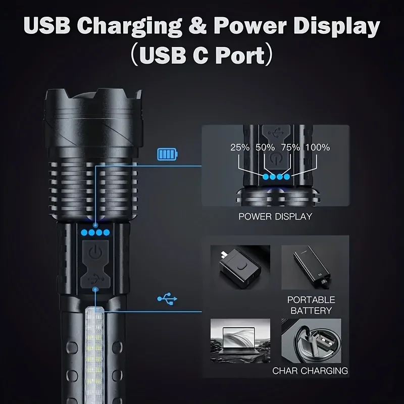 Powerful LED Flashlight Batter - огляд і ціна Outdoor Lighting Usb