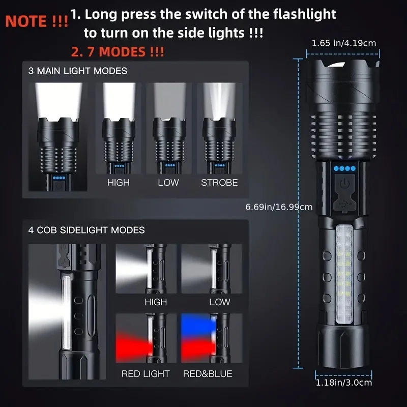 Powerful LED Flashlight Batter - огляд і ціна Outdoor Lighting Usb